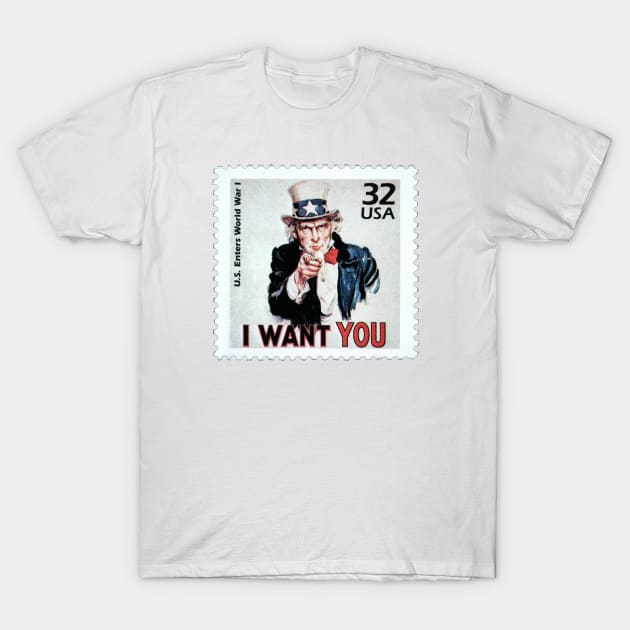 Uncle Sam "I Want You" Postage Stamp T-Shirt by VintCam